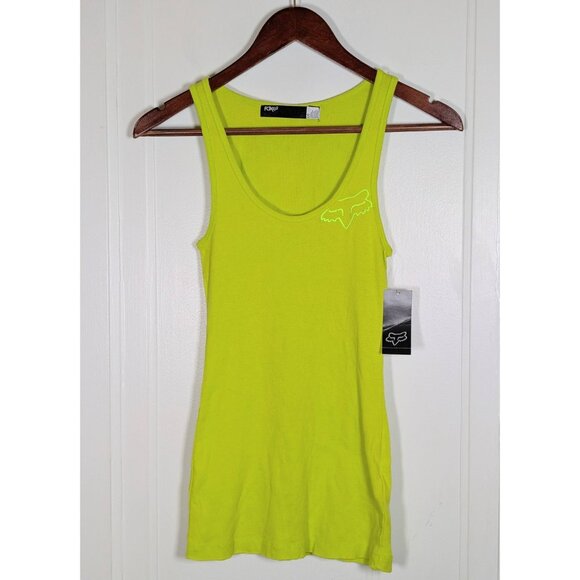 NWT NEW Y2K Fox Racing Tank Top Womens Size Small MX Moto Lime Green Stretch VTG - Picture 1 of 4